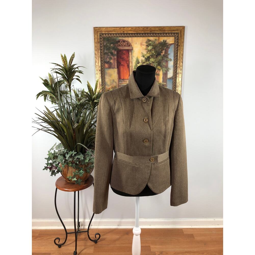 Larry Levine Classics 10 Herringbone‎ Blazer Single-Button Style Clueless Preppy